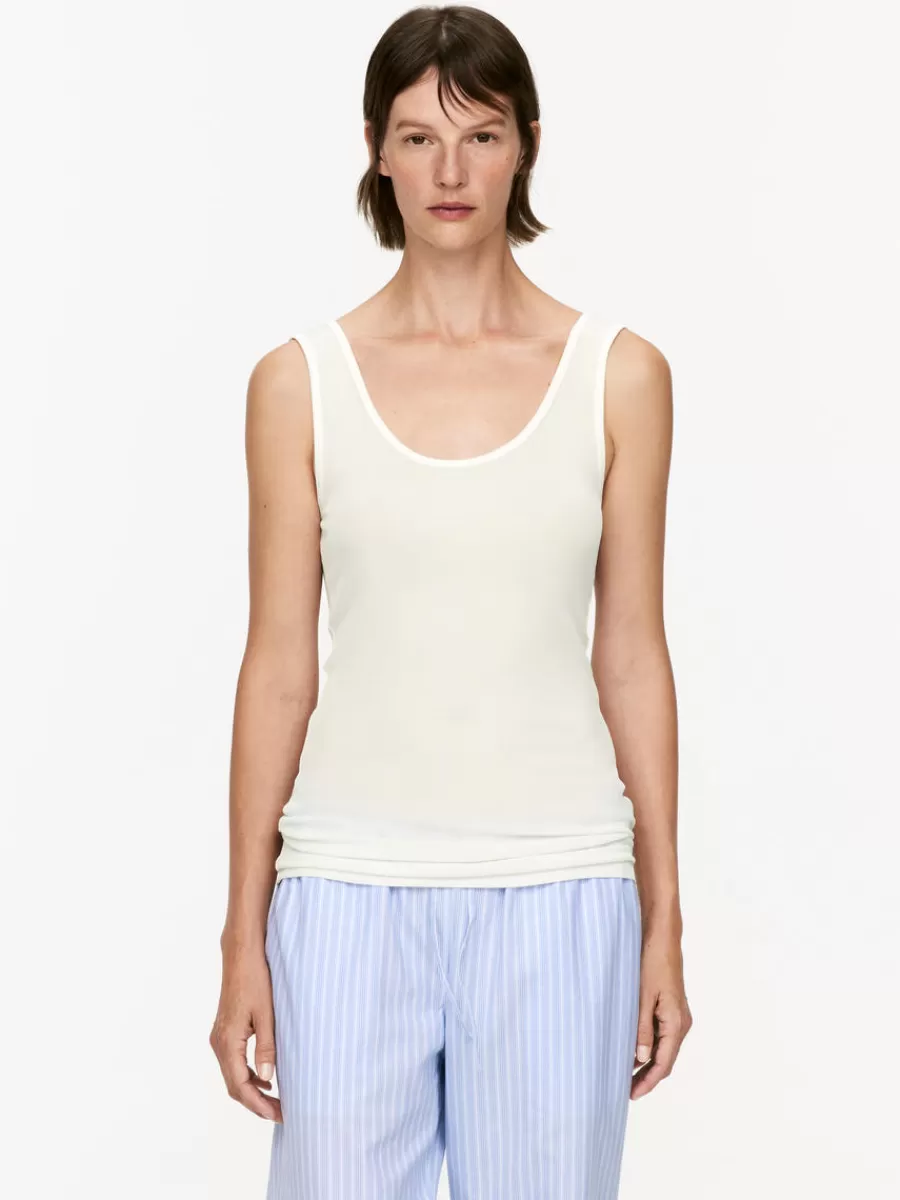 Cheap ARKET Rib Silk Top Off White