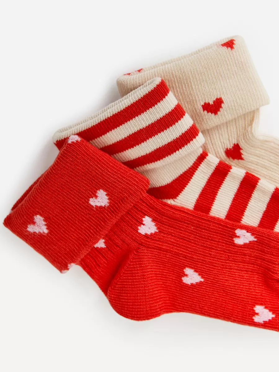 Flash Sale ARKET Rib Socks Set Of 3 Pairs Red/Beige