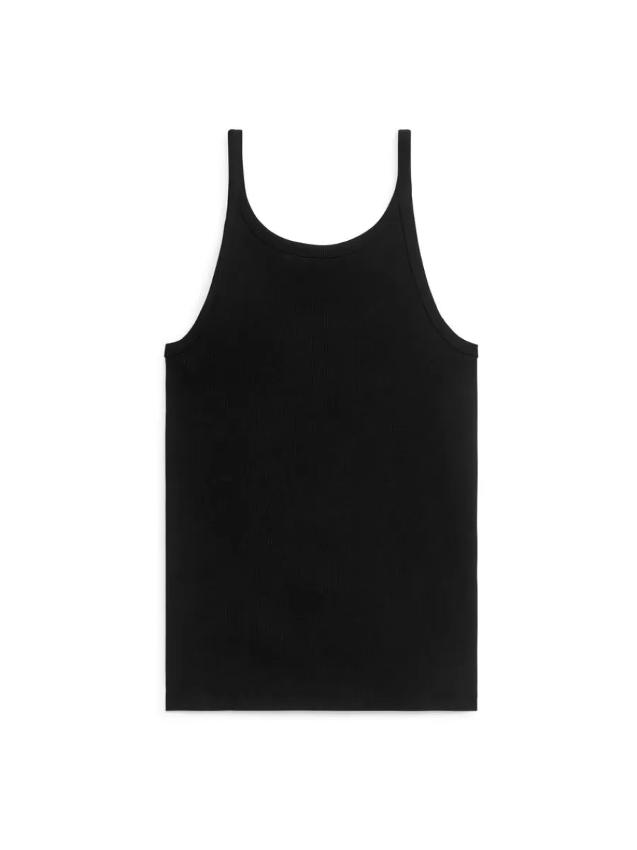 Shop ARKET Rib Tank Top Black