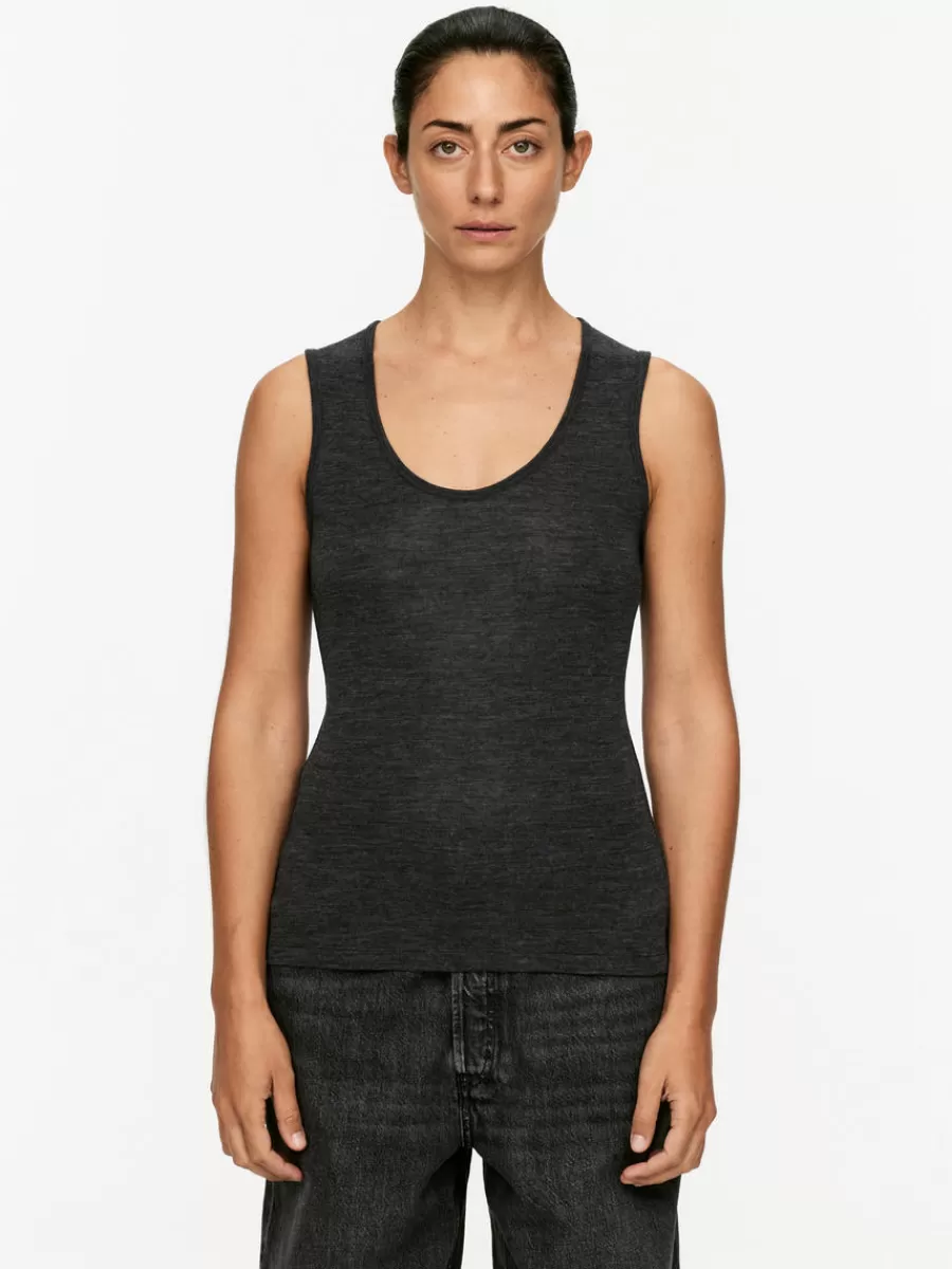 Sale ARKET Rib Tank Top Grey Melange