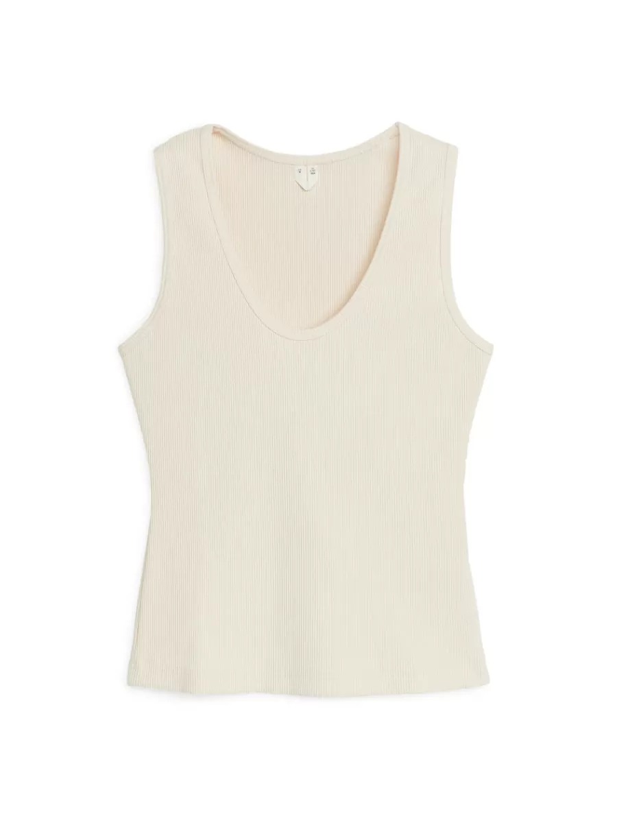 Online ARKET Rib Tank Top Off White
