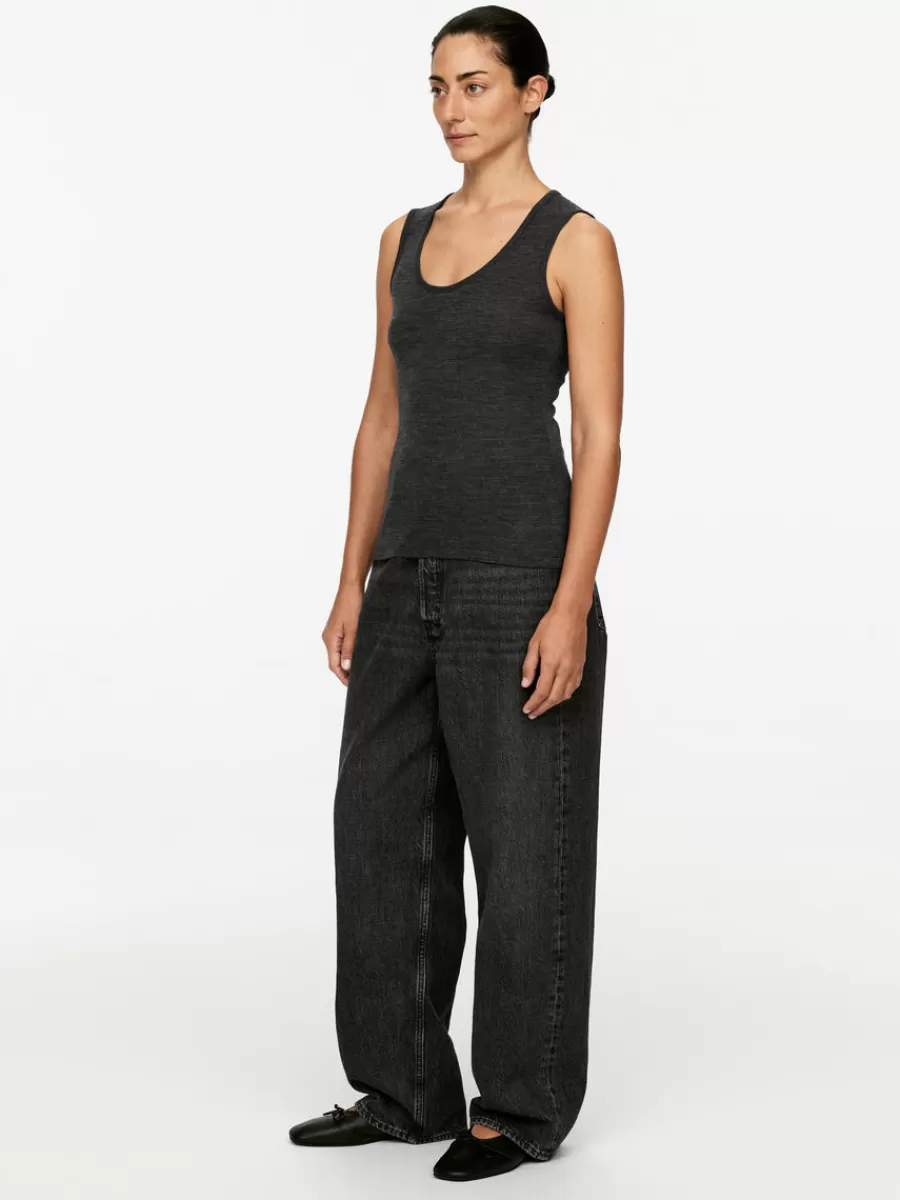 Sale ARKET Rib Tank Top Grey Melange