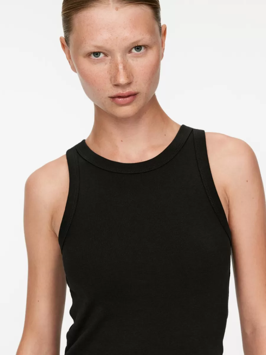 Sale ARKET Rib Tank Top Black