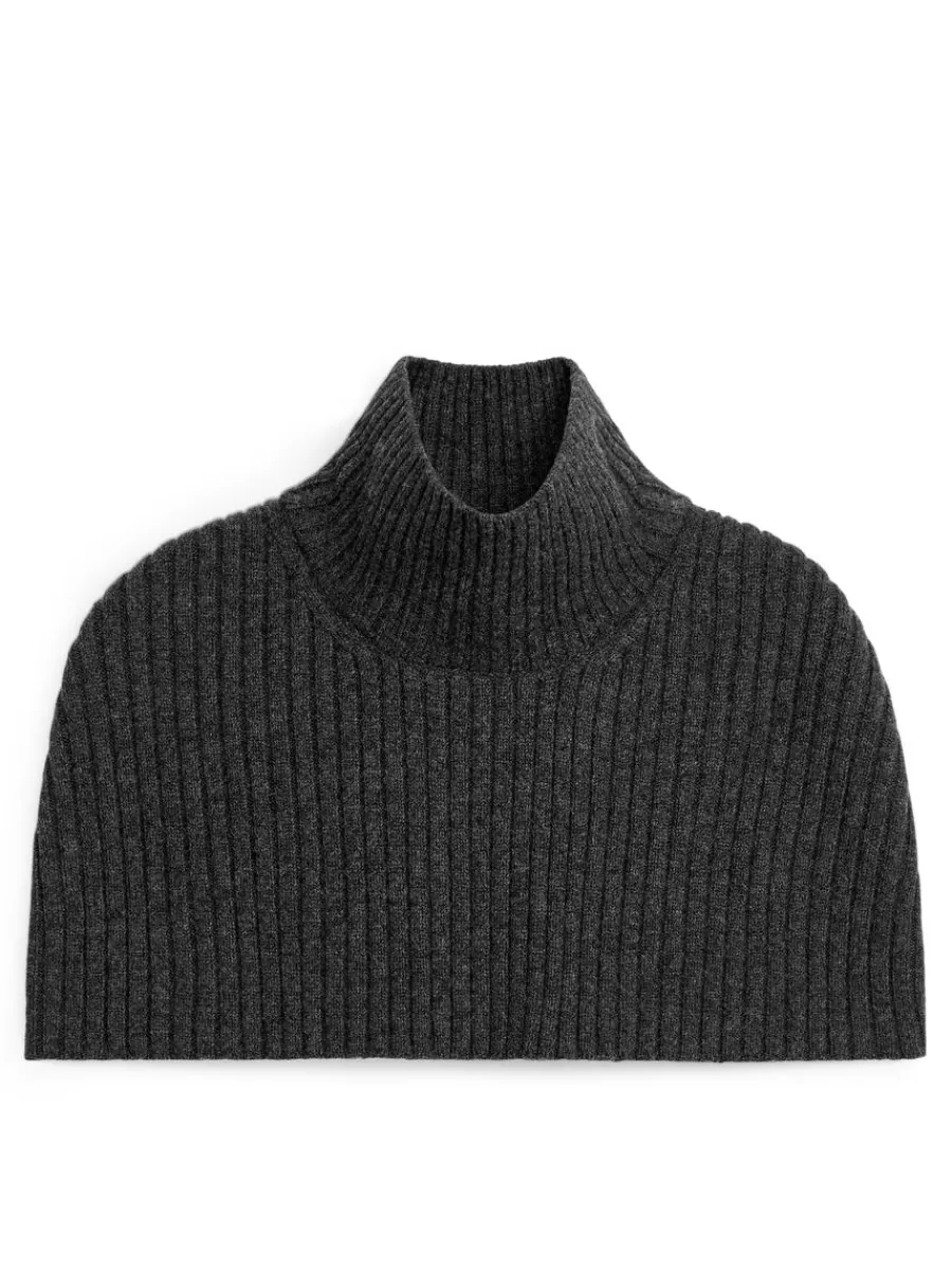 New ARKET Rib Wool Collar Dark Grey