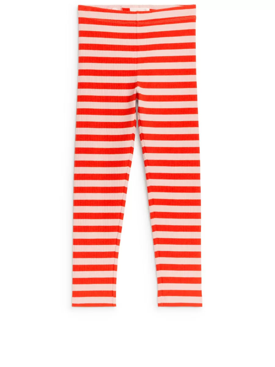 Outlet ARKET Ribbed Leggings Red/Pink