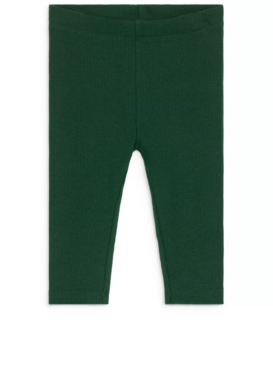 Best ARKET Ribbed Leggings Dark Green