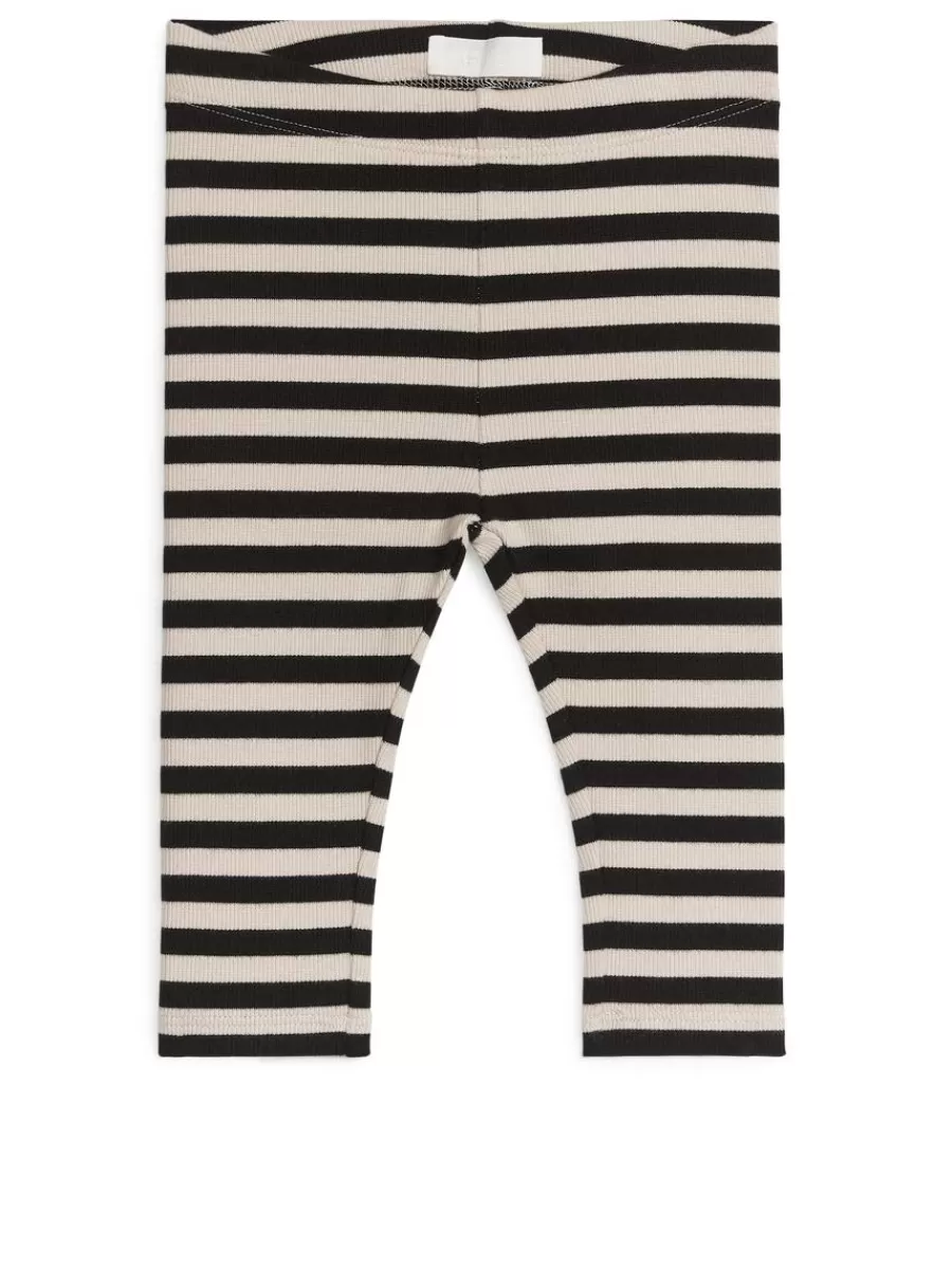 Fashion ARKET Ribbed Leggings Black/Beige