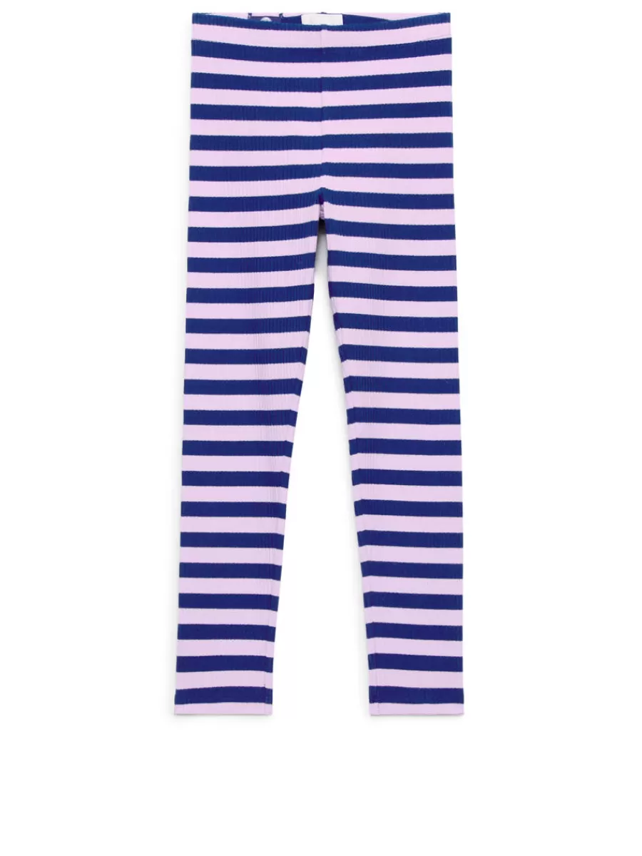 Sale ARKET Ribbed Leggings Blue/Lilac