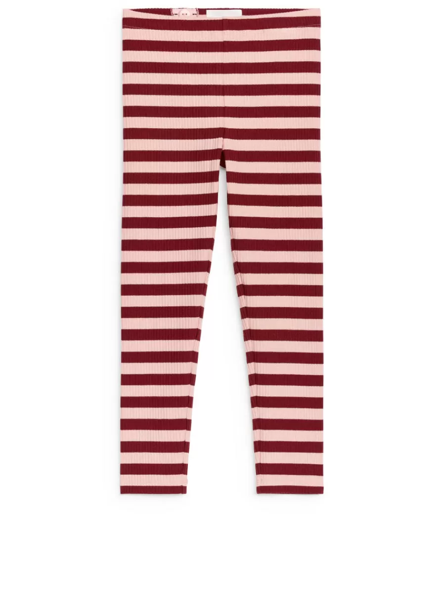 Clearance ARKET Ribbed Leggings Burgundy/Pink