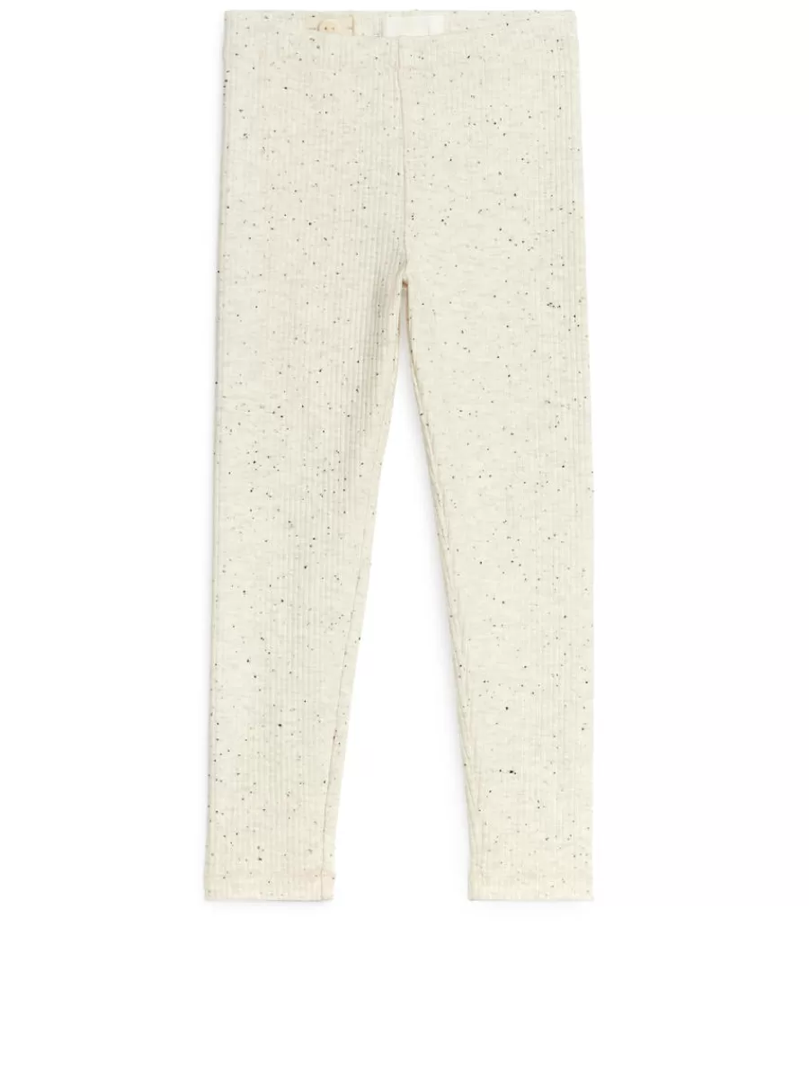 Best Sale ARKET Ribbed Leggings Off White/Neps