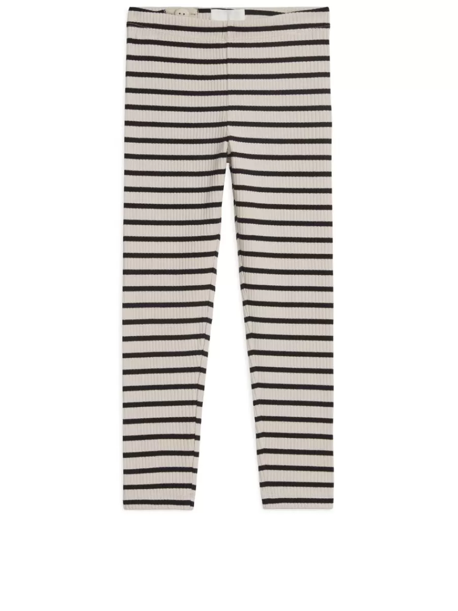 Cheap ARKET Ribbed Leggings Off-White/Black
