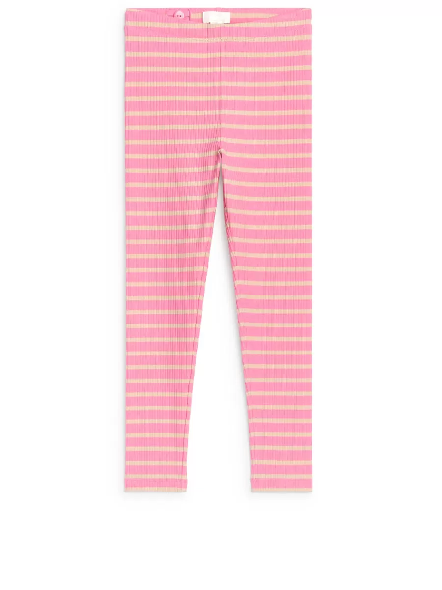 Best Sale ARKET Ribbed Leggings Pink/Beige