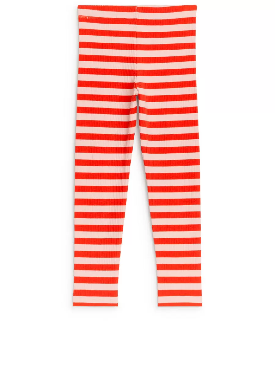 Outlet ARKET Ribbed Leggings Red/Pink