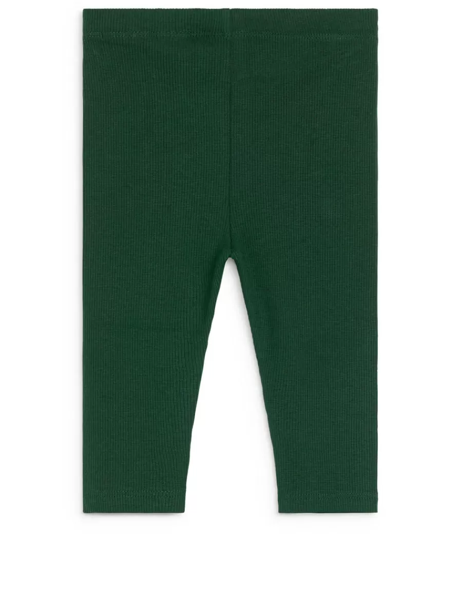 Best ARKET Ribbed Leggings Dark Green