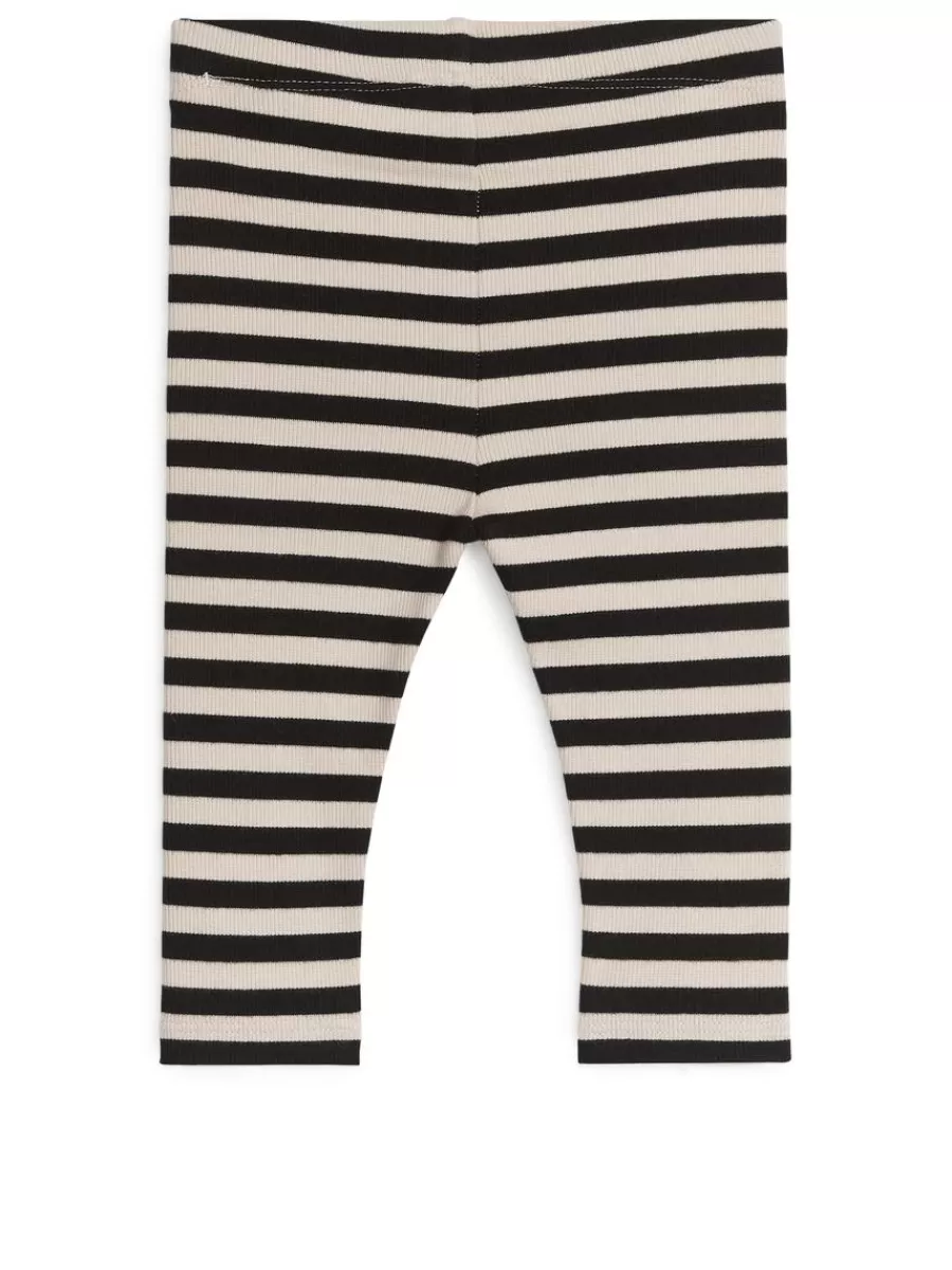 Fashion ARKET Ribbed Leggings Black/Beige