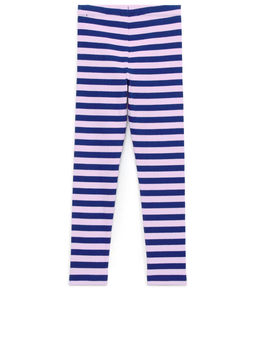 Sale ARKET Ribbed Leggings Blue/Lilac