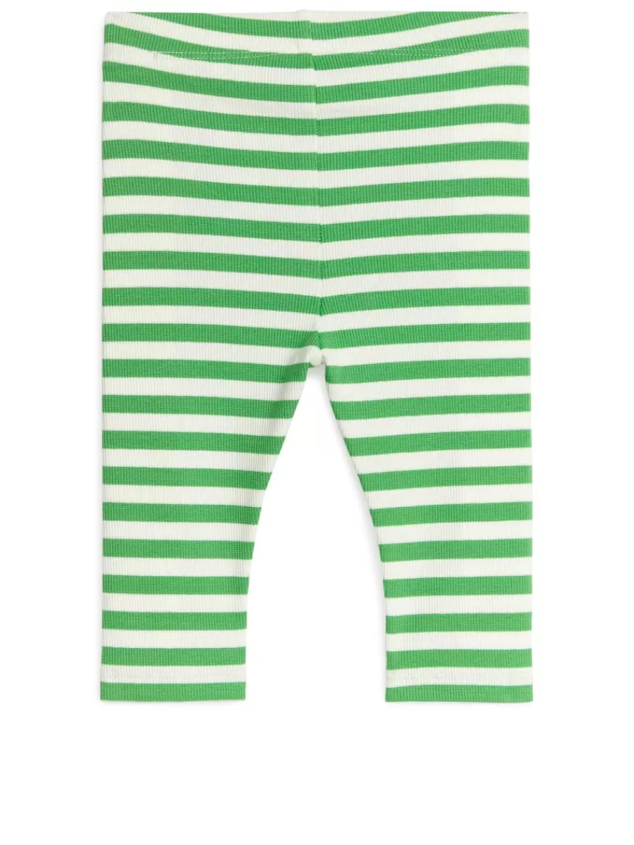 Store ARKET Ribbed Leggings Green/White