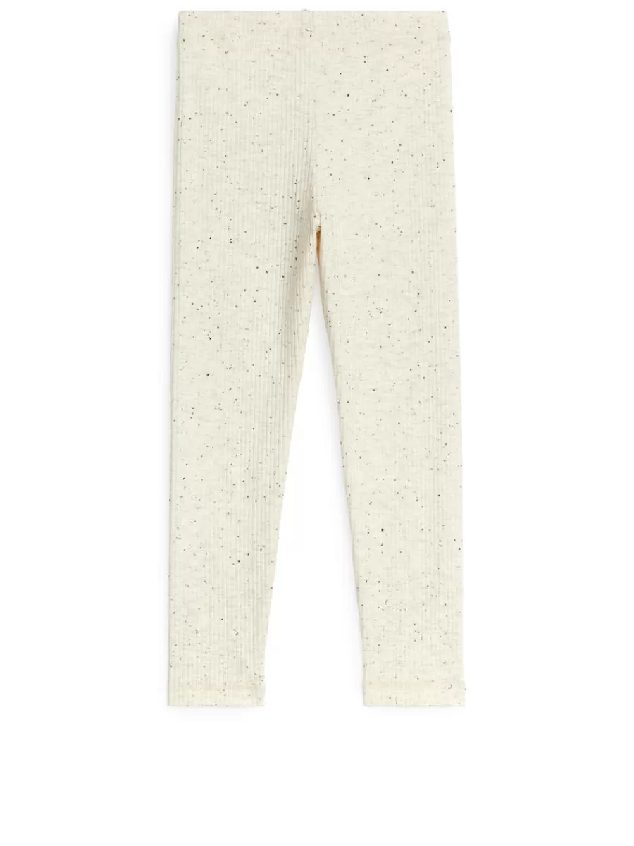 Best Sale ARKET Ribbed Leggings Off White/Neps