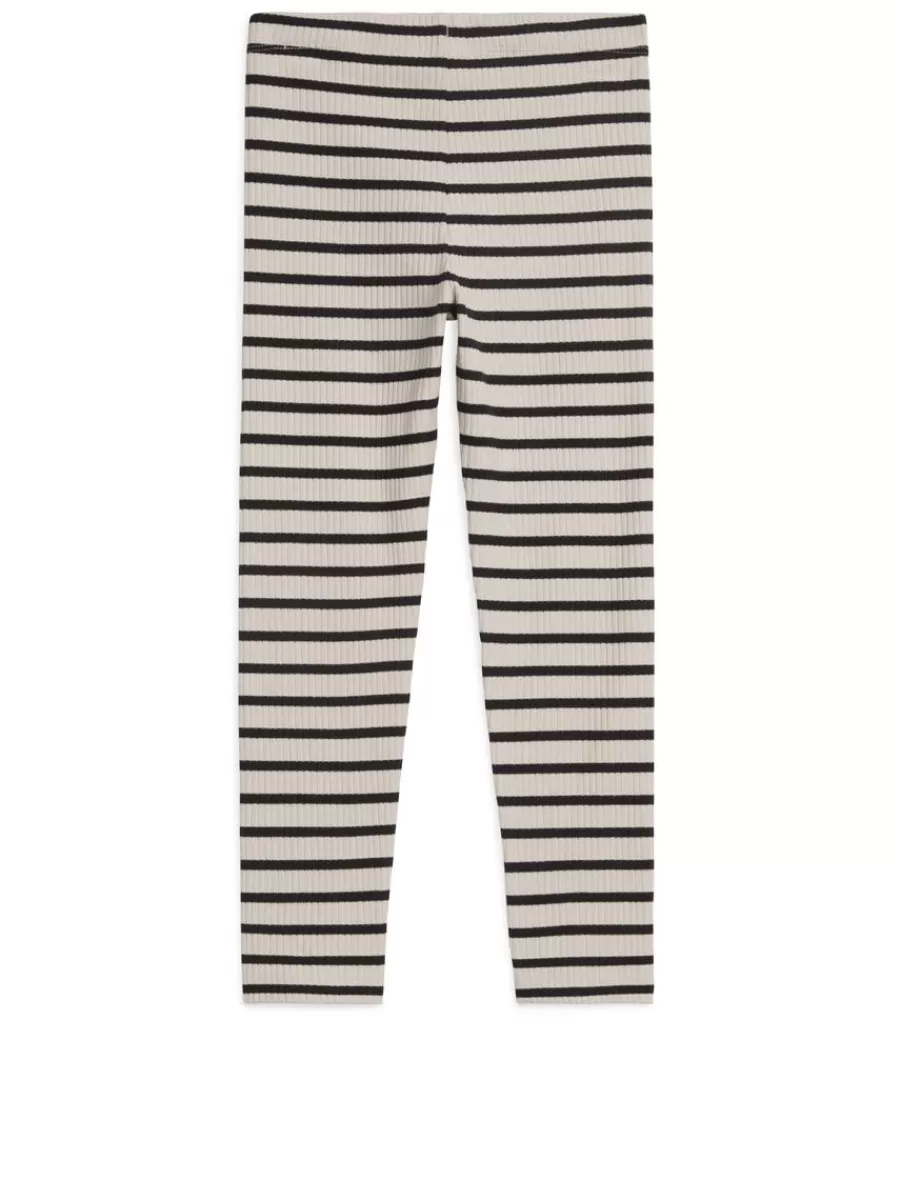 Cheap ARKET Ribbed Leggings Off-White/Black