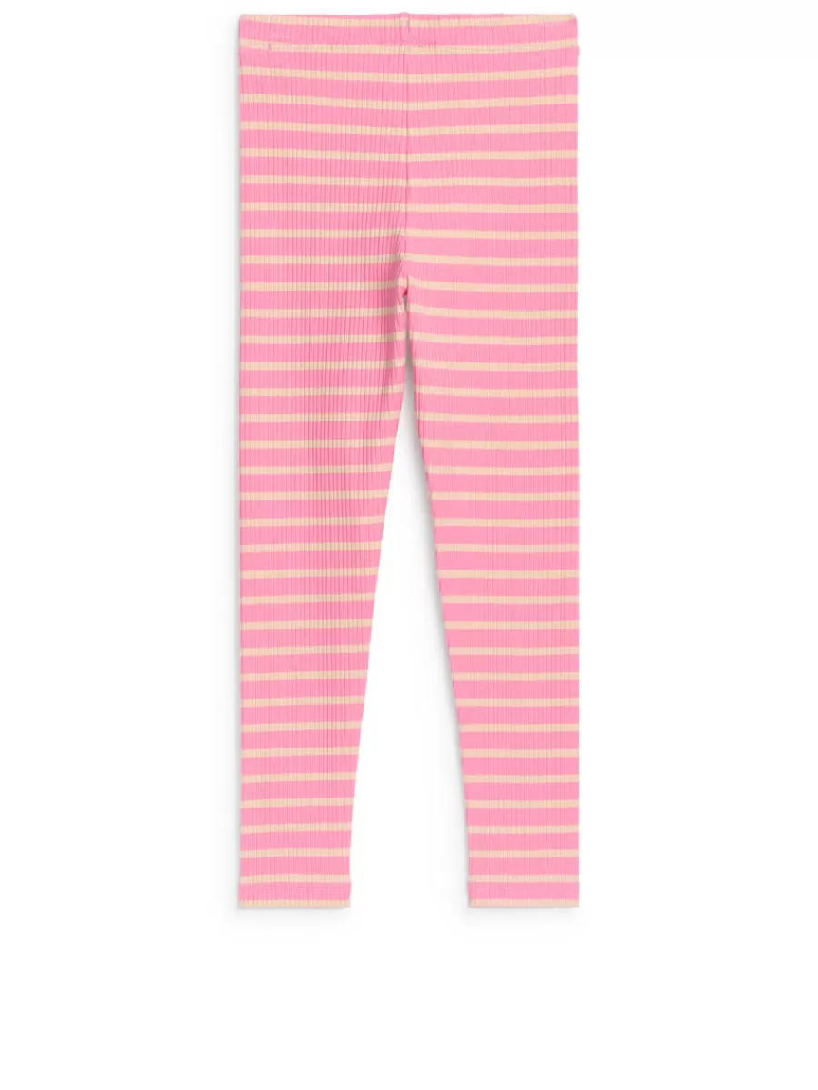 Best Sale ARKET Ribbed Leggings Pink/Beige