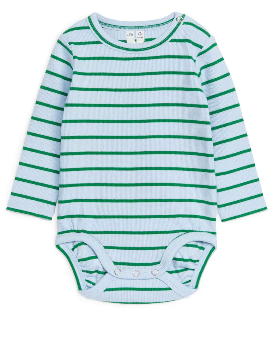Sale ARKET Ribbed Long-Sleeve Bodysuit Light Blue/Green
