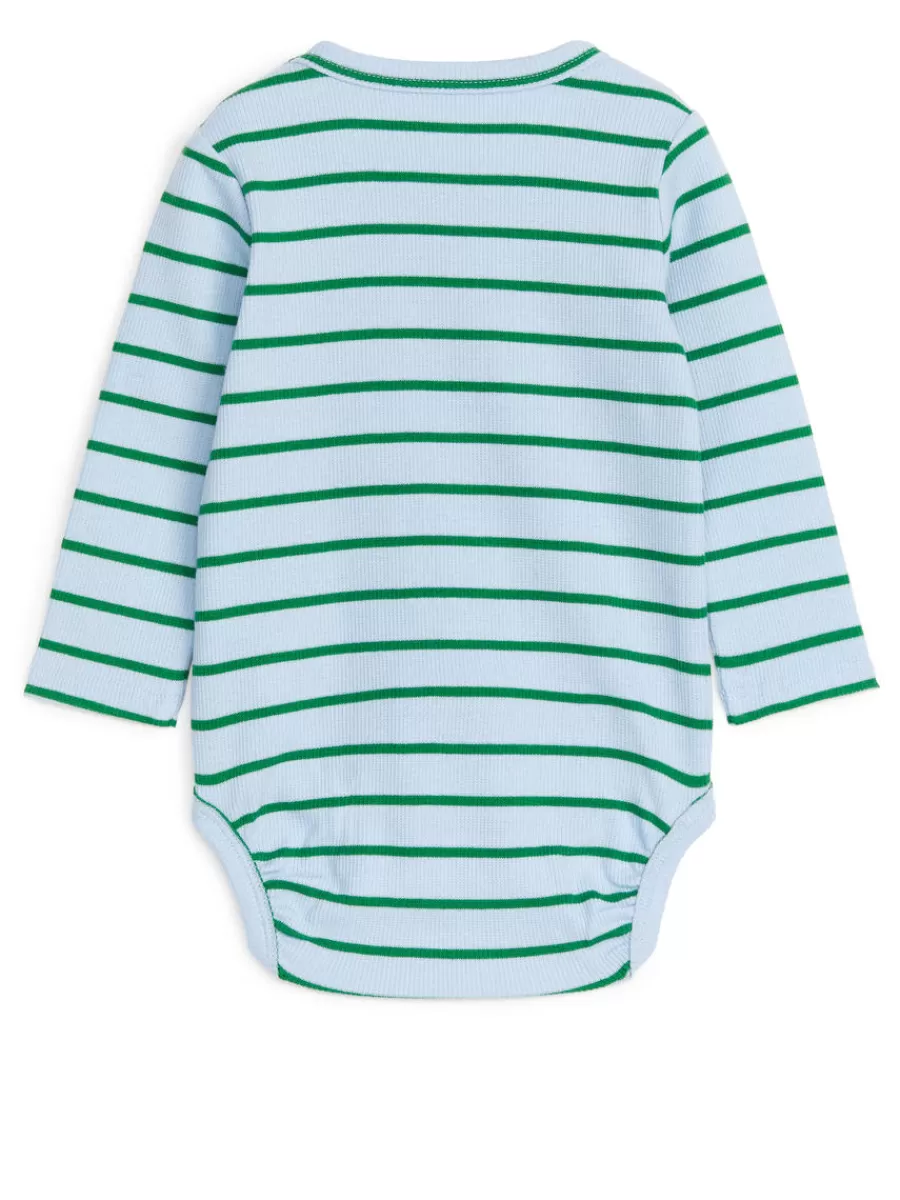 Sale ARKET Ribbed Long-Sleeve Bodysuit Light Blue/Green