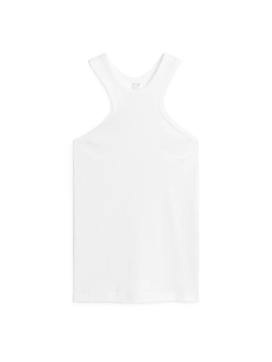 Online ARKET Ribbed Racer Tank White