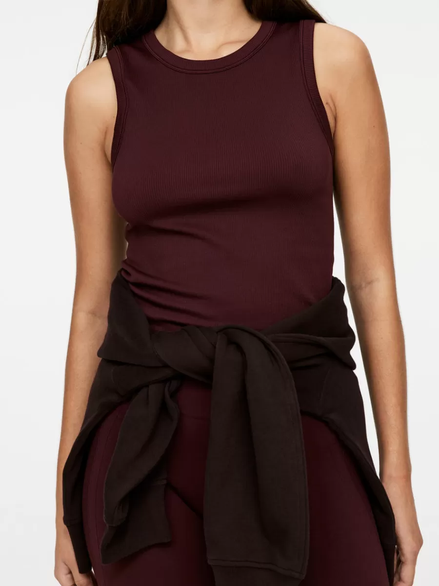 New ARKET Ribbed Seamless Tank Top Burgundy