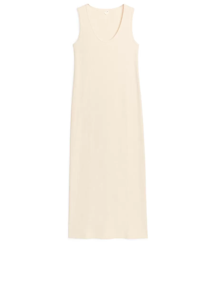 Cheap ARKET Ribbed Tank Dress Off White