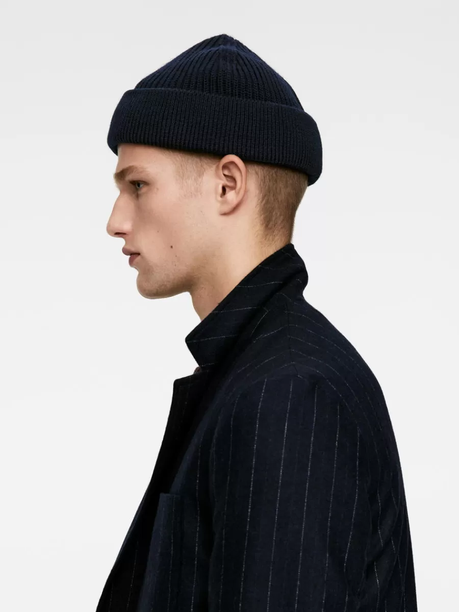 Flash Sale ARKET Ribbed Wool Blend Beanie Dark Blue