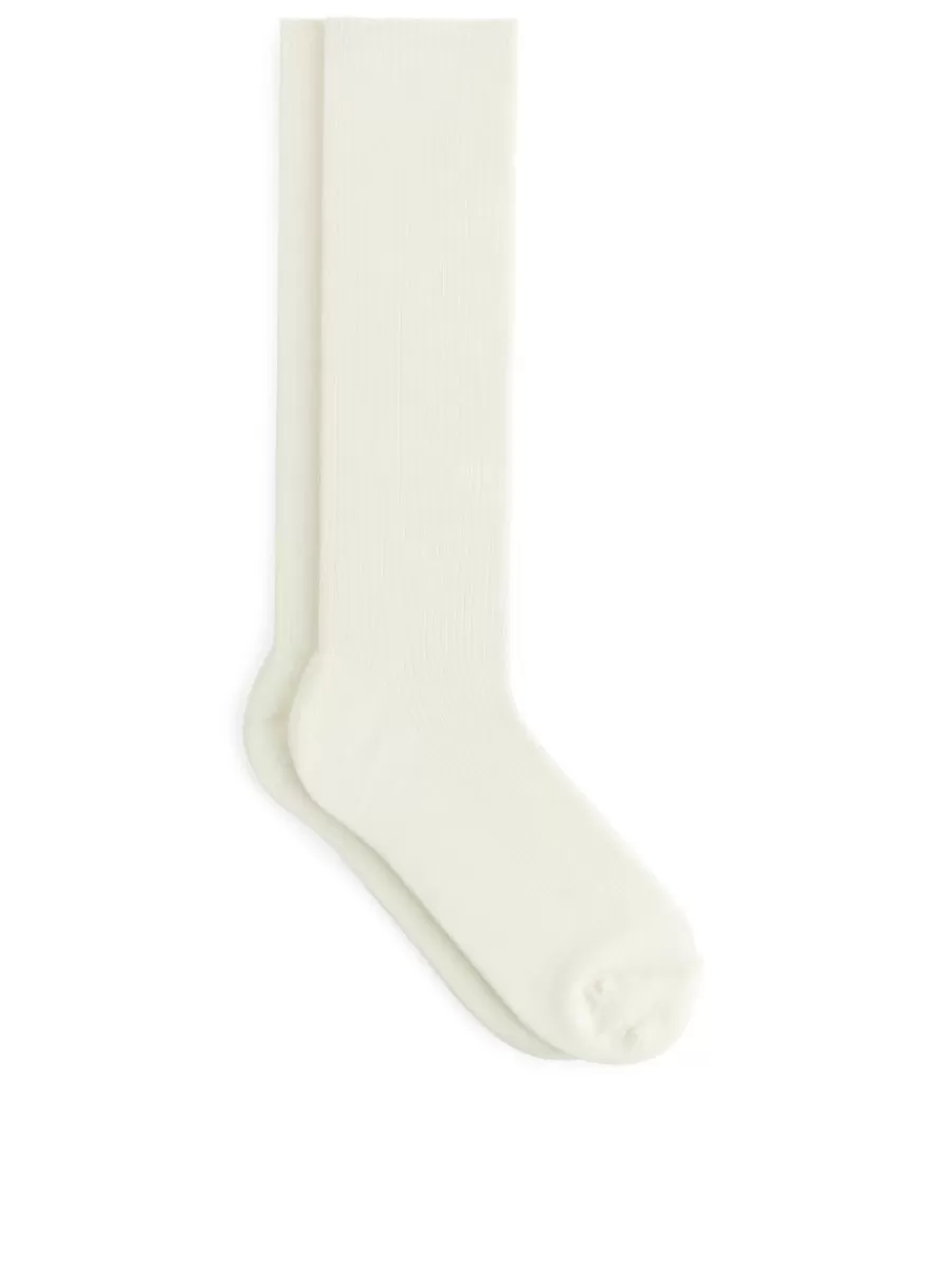Online ARKET Ribbed Wool-Blend Socks White
