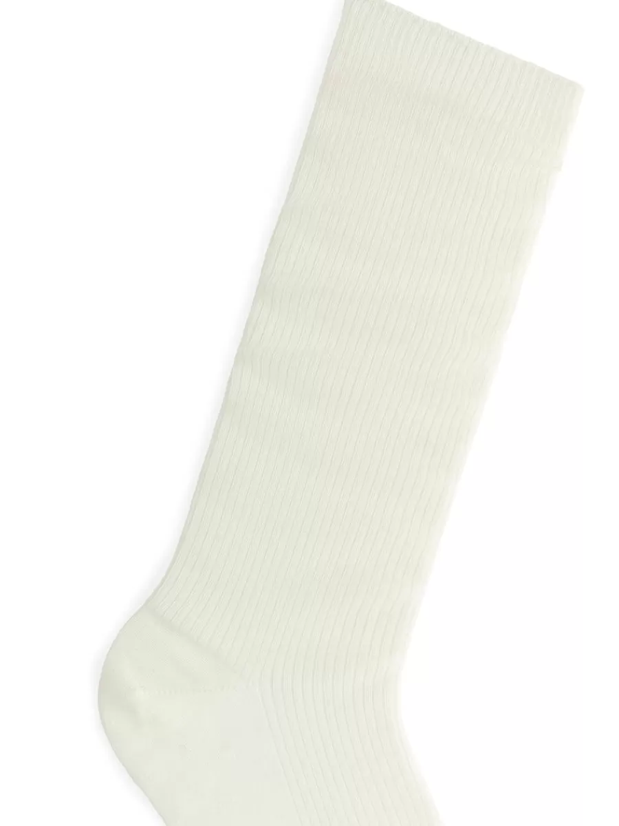 Online ARKET Ribbed Wool-Blend Socks White