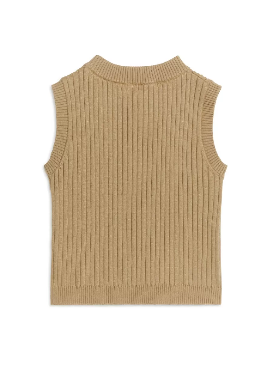 New ARKET Rib-Knit Cotton Vest Beige