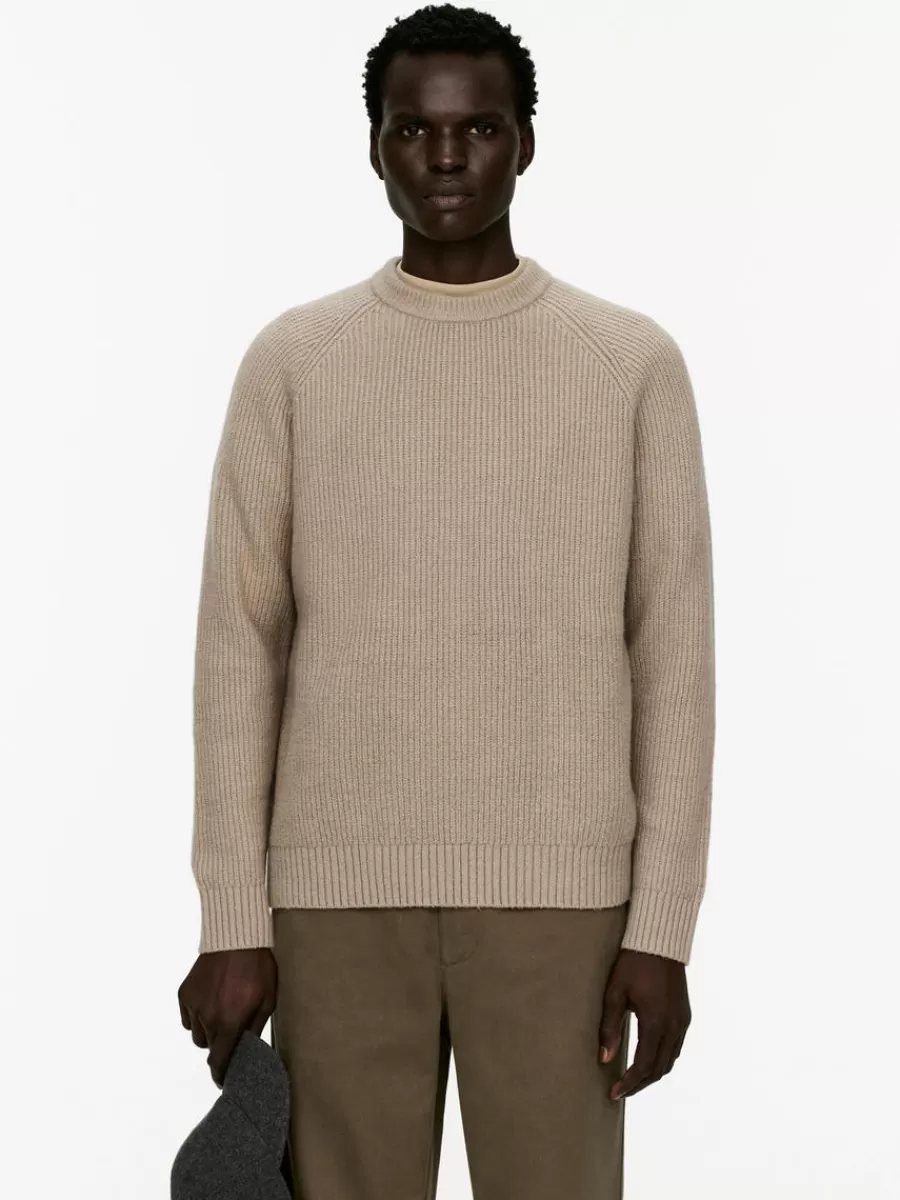 Cheap ARKET Rib-Knit Crewneck Jumper Mole