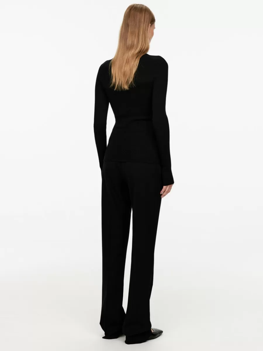 Cheap ARKET Rib-Knit Merino Top Black