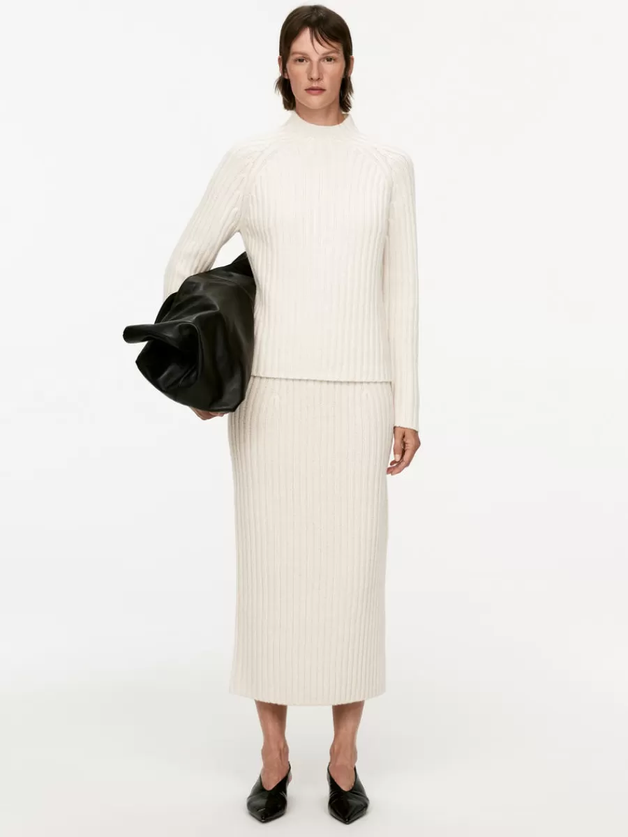 Discount ARKET Rib-Knit Wool Skirt White