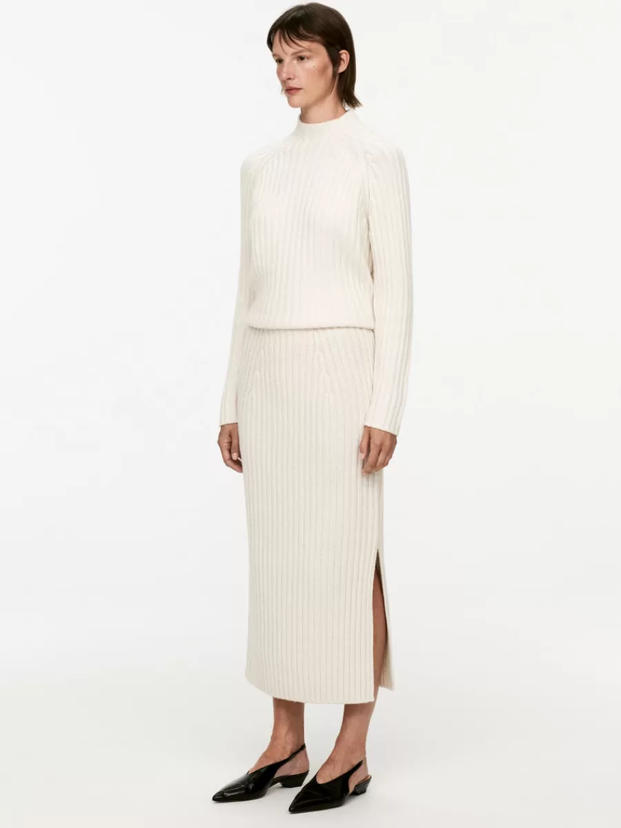 Discount ARKET Rib-Knit Wool Skirt White