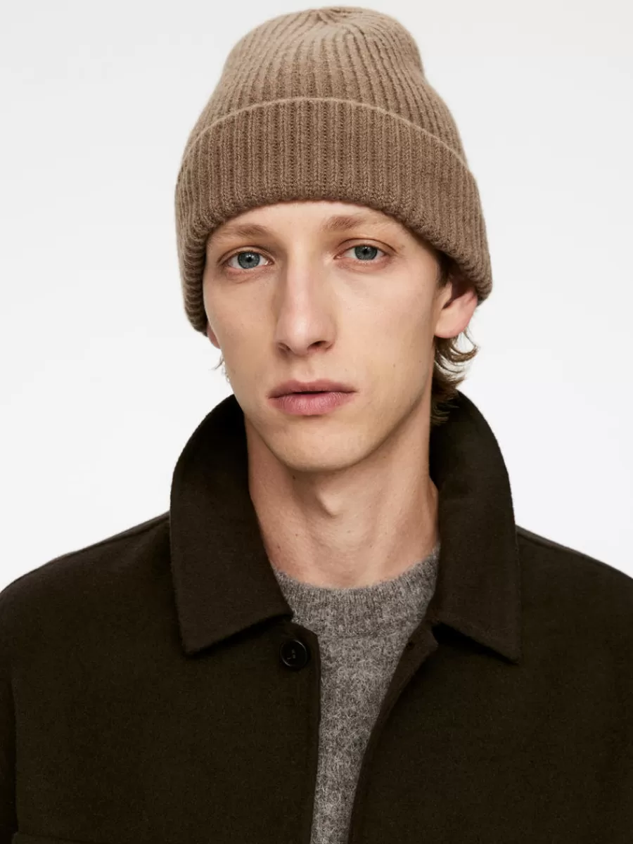 Fashion ARKET Rib-Knit Wool-Blend Beanie Beige