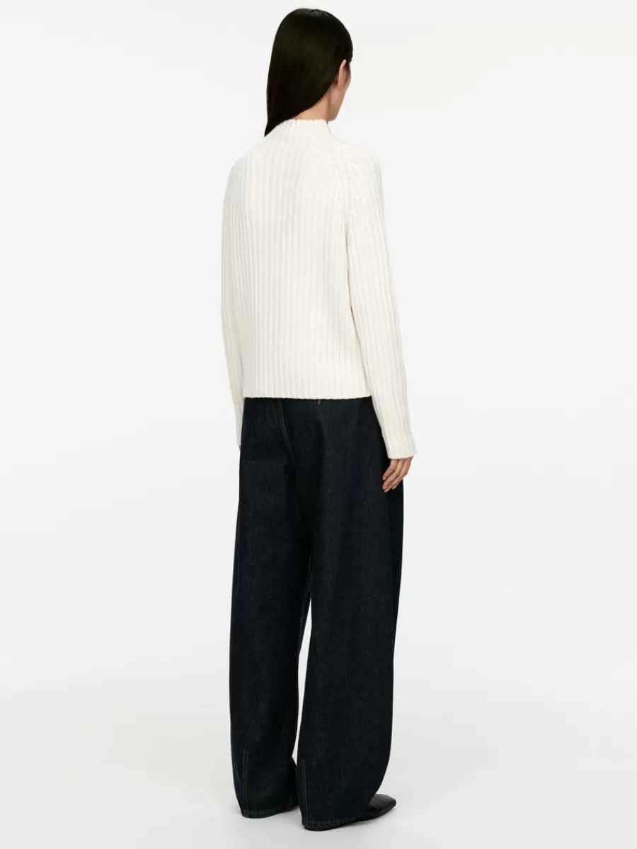 Cheap ARKET Rib-Knitted Jumper White