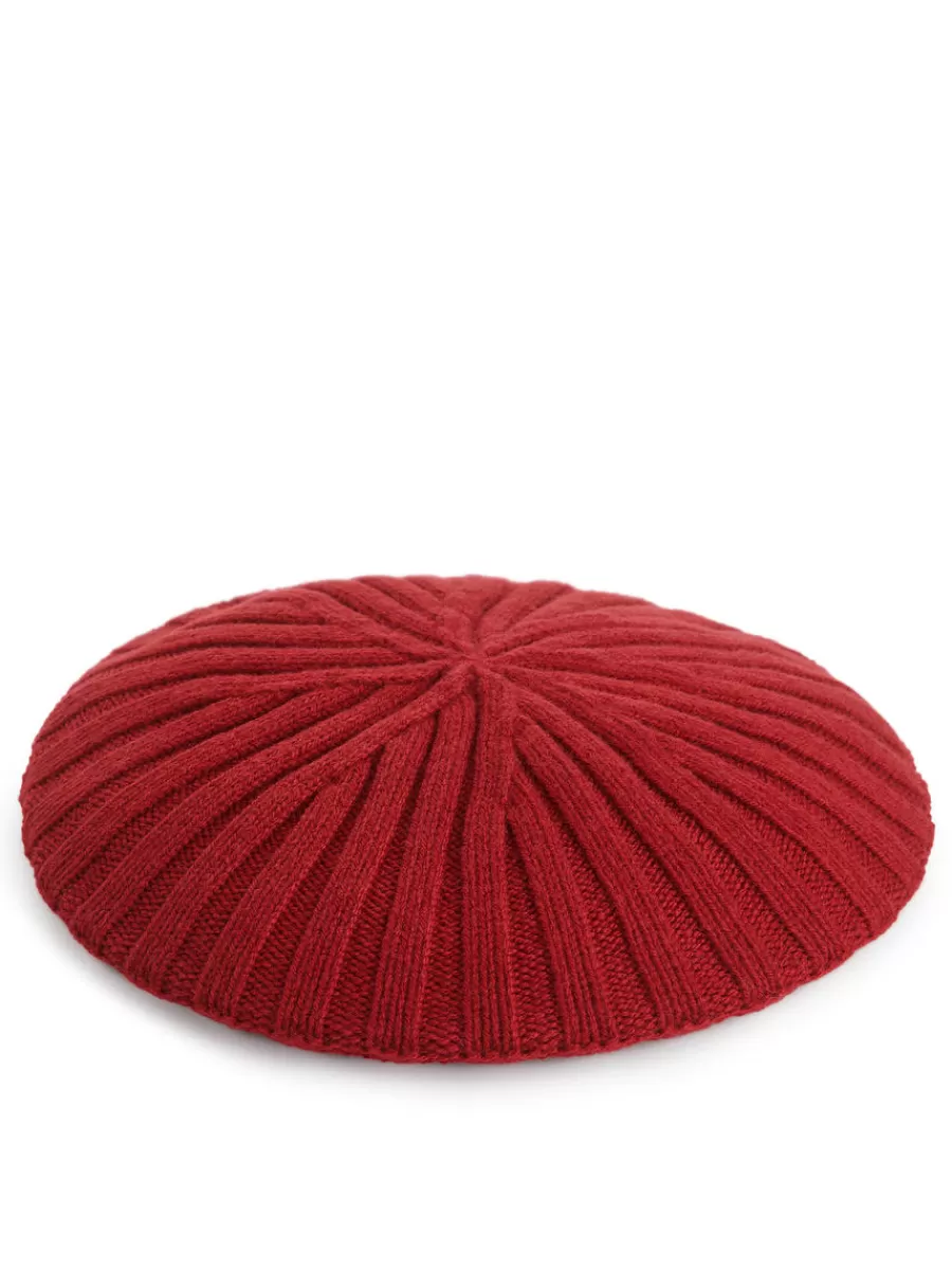 Best Sale ARKET Rib-Knitted Wool Beret Red