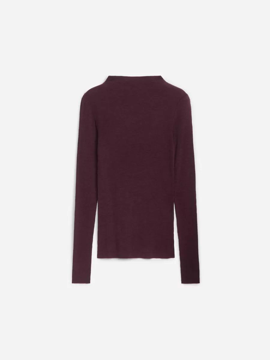 New ARKET Rib-Knitted Wool Top Dark Red