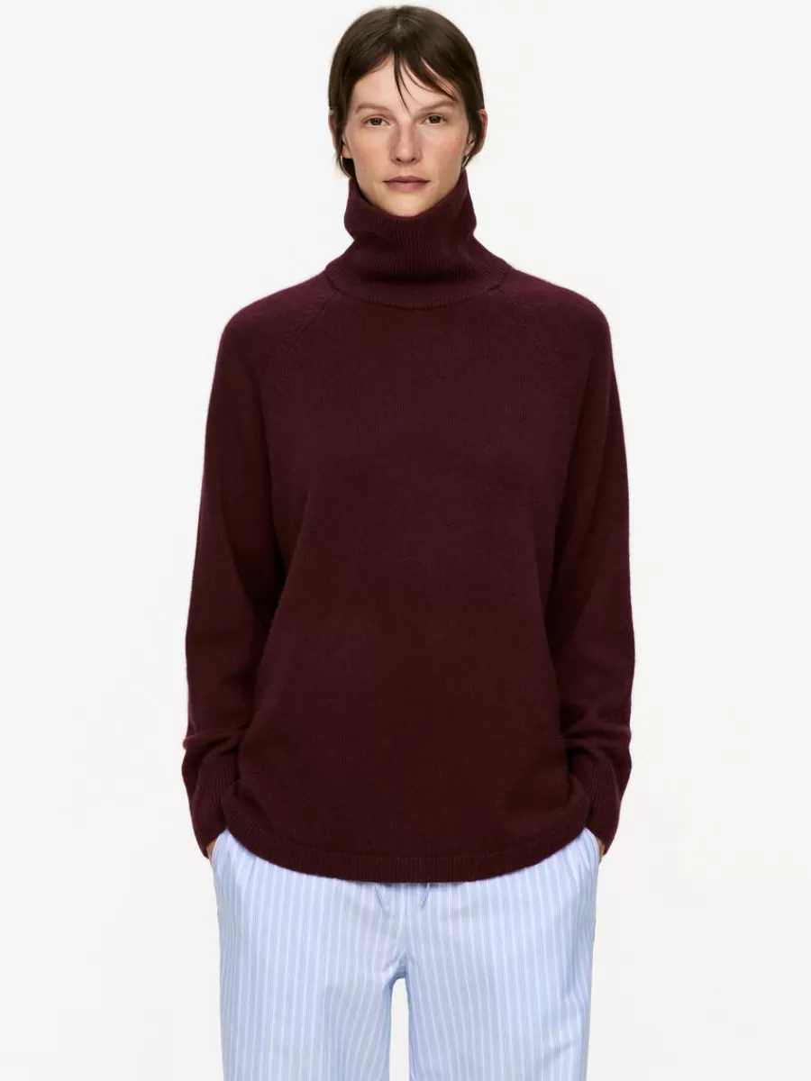 New ARKET Roll-Neck Cashmere-Wool Jumper Dark Red