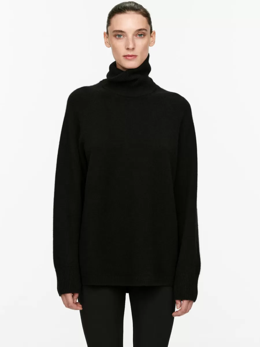 Shop ARKET Roll-Neck Cashmere-Wool Jumper Black