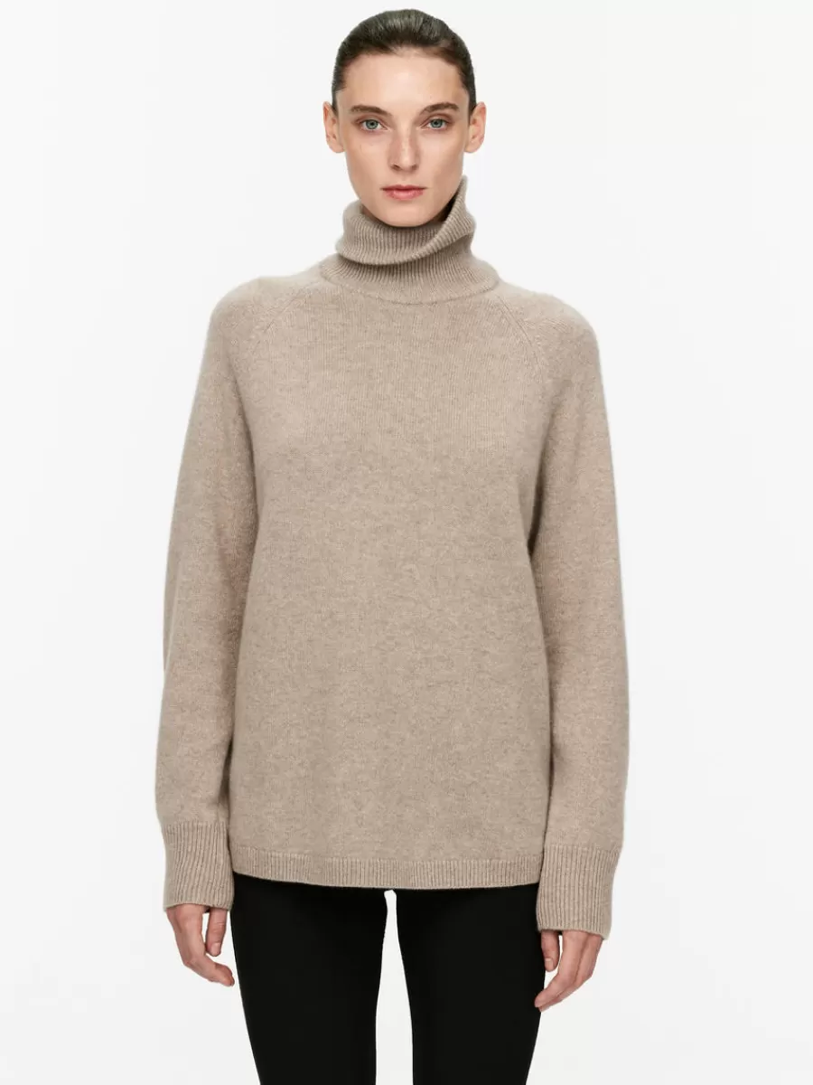 Clearance ARKET Roll-Neck Cashmere-Wool Jumper Beige