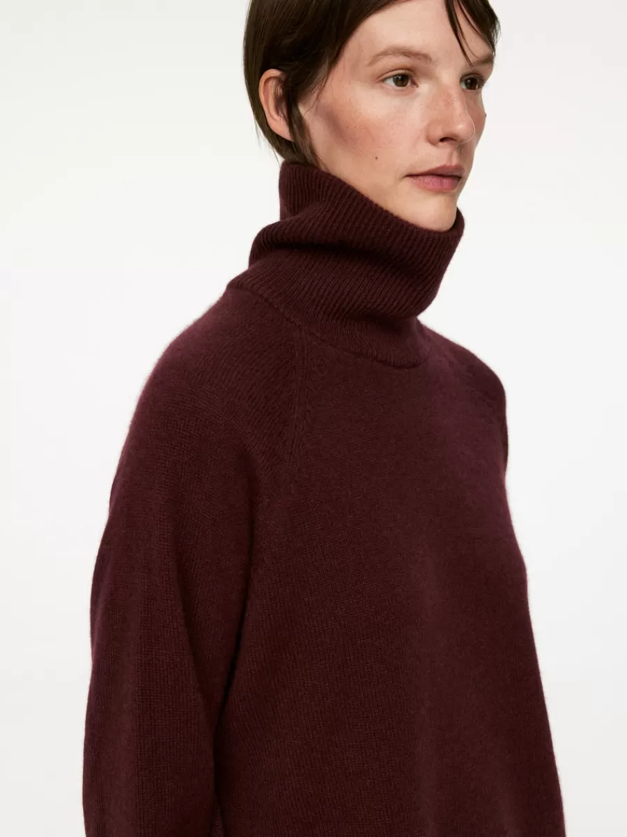 New ARKET Roll-Neck Cashmere-Wool Jumper Dark Red