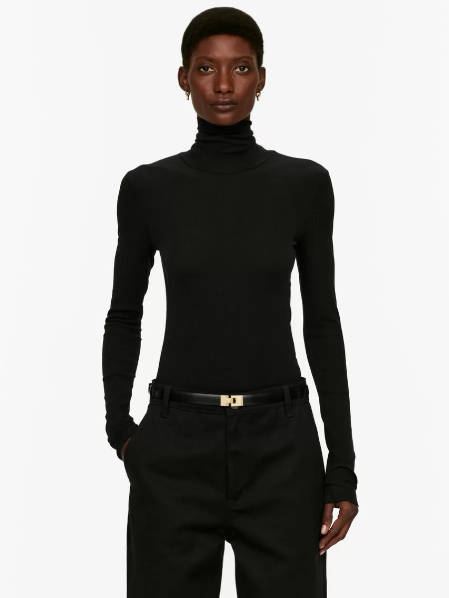 Best Sale ARKET Roll-Neck Cotton Top Black