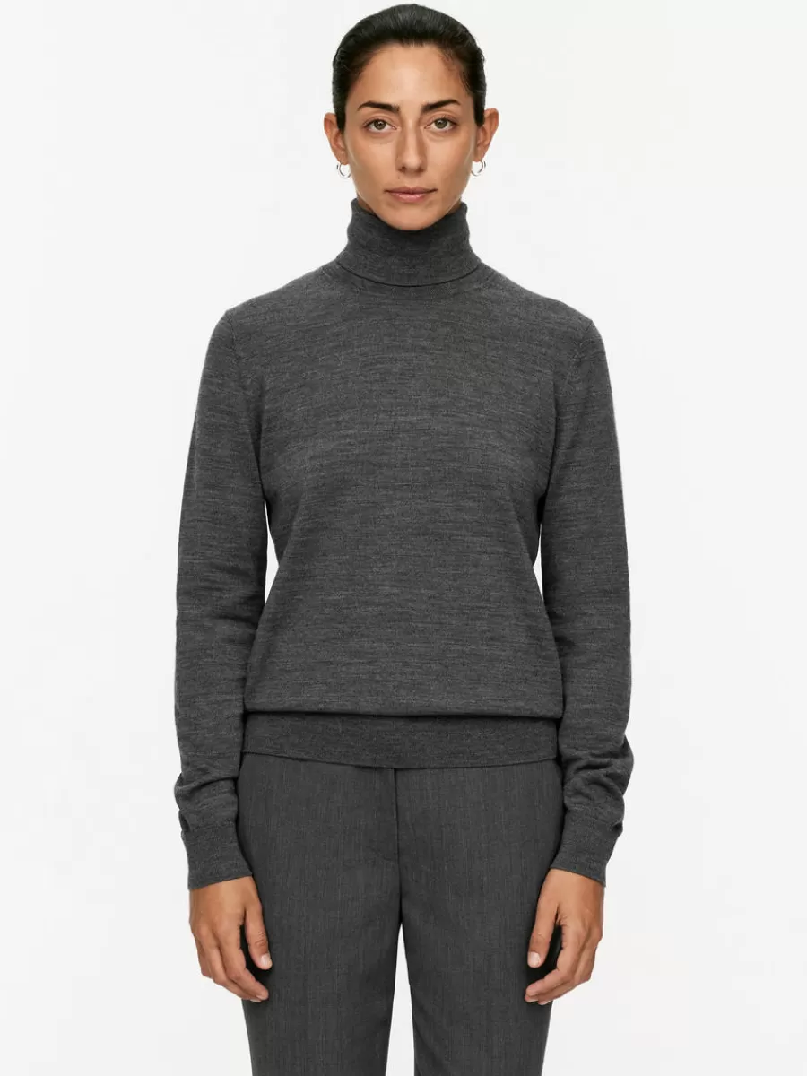 New ARKET Roll-Neck Merino Jumper Dark Grey