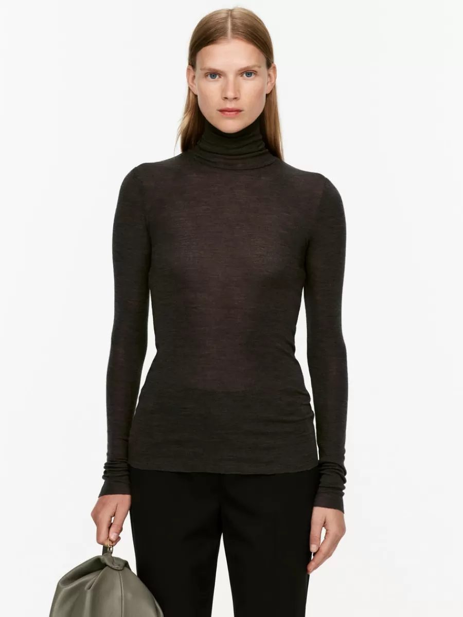 Best ARKET Roll-Neck Wool Top Dark Brown