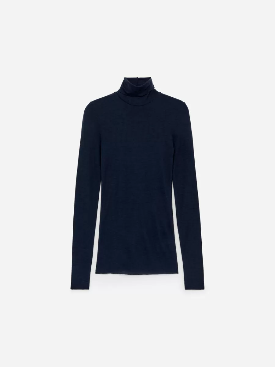 New ARKET Roll-Neck Wool Top Dark Blue