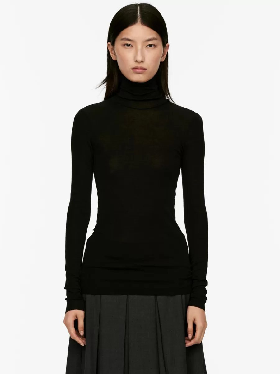 Cheap ARKET Roll-Neck Wool Top Black